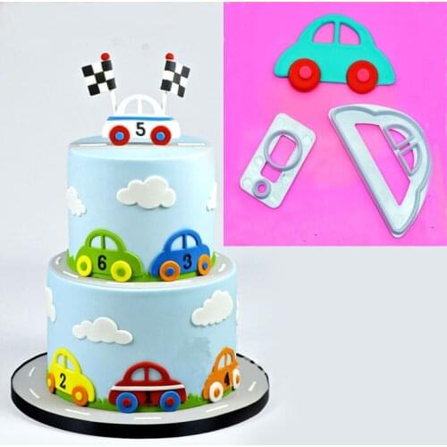 2Pcs/set DIY Baking New Cars Cut Mold Fondant Cake Decoration Plastic Mold AX-2011