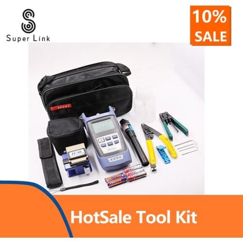 FTTH Fiber Optic Tool Kit with Fibra Optica Power Meter Visual Fault Locator Fiber Cleaver FC-6S Millers Plier Stripper