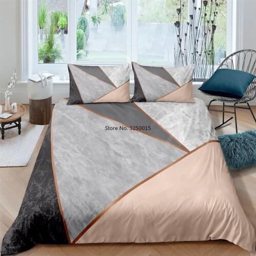 2/3Pcs 3D-priting Digital Marble Printing Bedding Set 1 Quilt Cover + 1/2 Pillowcases Geometric Design Double Full Queen King