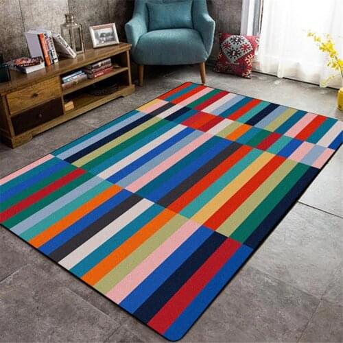 Colorful Strip Floor Carpet For Bedroom Custom Carpet Geometric Printed Doormat Entrance Hallway Rugs Kitchen Rugs Washable