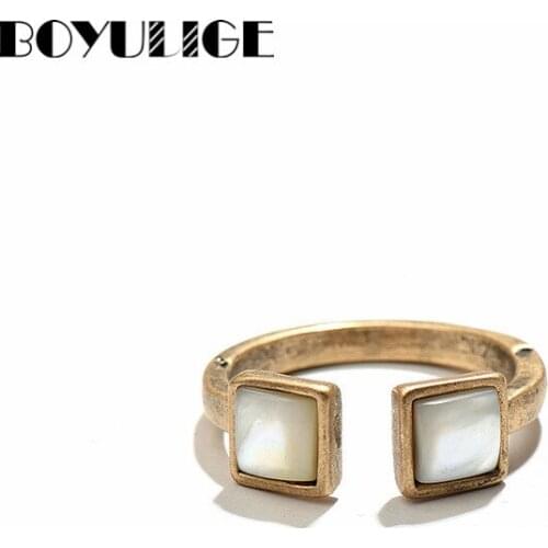 Creative open shell Ring for women girl boho jewelry BOYULIGE decoration adjustable Vintage Retro minimalist style diy love gift