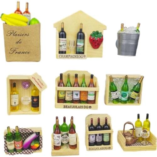 10 pcs/set Creative 3D wooden wine bottle series refrigerator magnet fridge magnetic sticker home deco magnet artwork