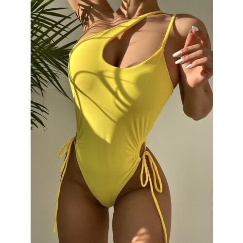 Sexy One Piece Swimsuit 2021 Swimwear Women Print One Shoulder Bodysuit Push Up Monokini Brazilian Bathing Suit Summer Beachwear