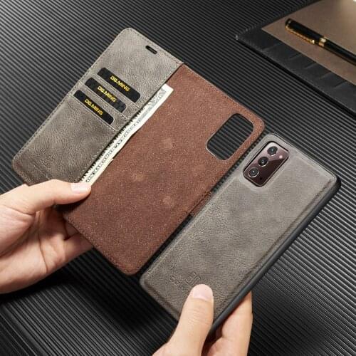 DG.Ming Magnetic Leather Case For Samsung S9 S10 Note10 Plus S21 S20 Note20 Ultra A51 A71 Detachable Flip Card Wallet Phone Case