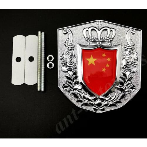 Metal Chrome China Chinese Flag CPC Royal Crown Car Front Grille Emblem Badge