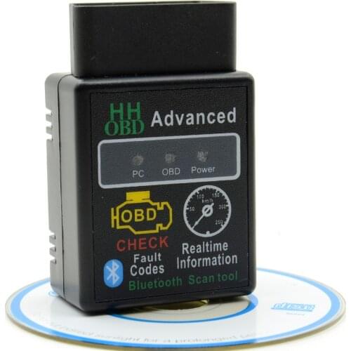 HH OBD MINI Diagnostic Tool ELM327V1.5 Black Bluetooth OBD2 Car CAN Wireless with 25K80 chip