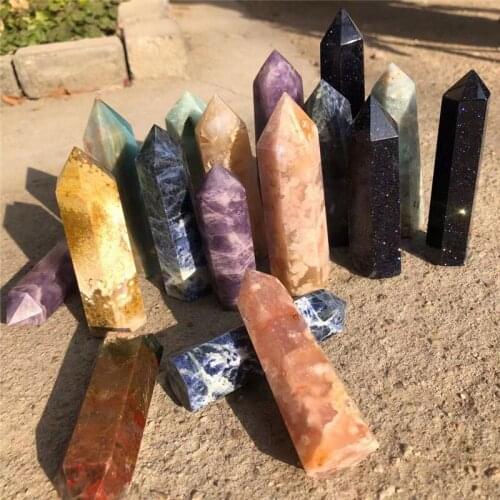 A lot natural Crystal Quartz Wand Point Healing Stones Flower agate stone Crafts Making Ornaments Home Deco