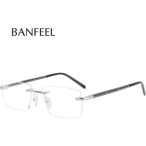 Pure Titanium Rimless Prescription Glasses Frame Men Ultra light Myopia Optical Spectacles Frame New Luxuyr Brand Korean Eyewear