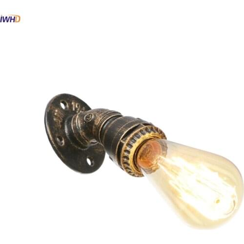 IWHD Water Pipe Industrial Wall Light Fixtures Edison Style Mirror Stair Loft Decor Vintage Wall Lamp Sconce Applique Murale LED