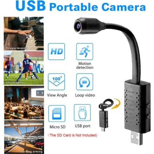 New HD Motion Detection Loop Video Mini camera Micro cam Small camera U21 Portable Smart Flexible USB Camera 360 degree