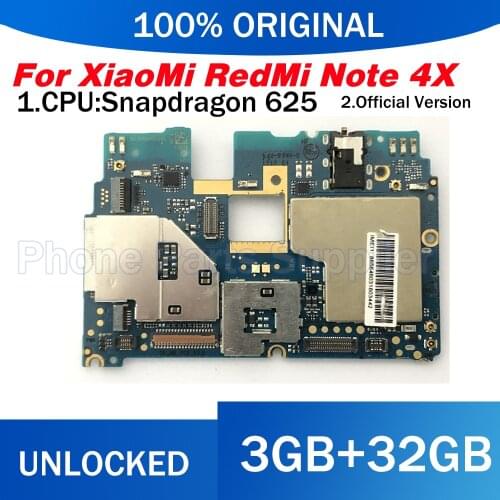 Original Unlock MainBoard For Xiaomi Redmi Note 4X note 4 Global Version 3+32GB Snapdragon 625 MotherBoard Frimware MIUI Note4X