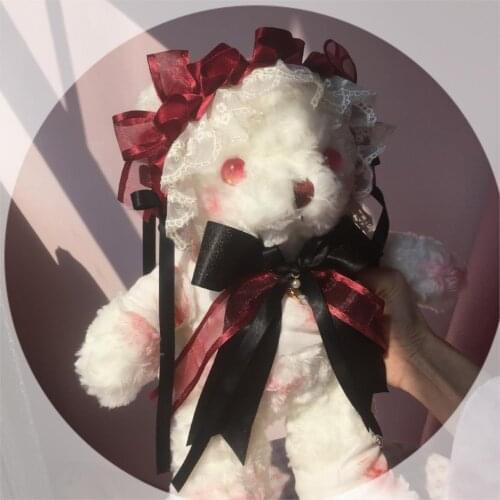 Original Lolita element bloody bear bag dark doll changed pupil backpack Lolita soft sister cross bag bag