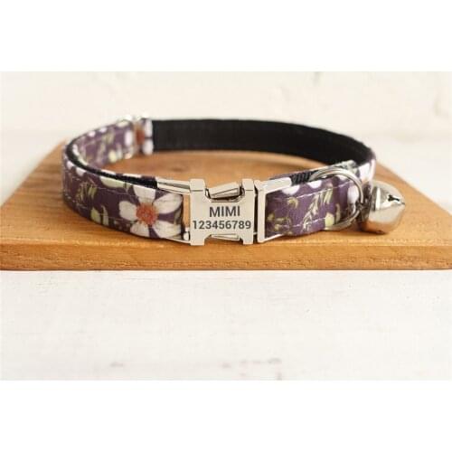 Nylon Cat Collar Breakaway Personalized Cat Collar for Cute Pet Birthday Gift Collars for Cat Small Dog Adjustable Daisy Pattern
