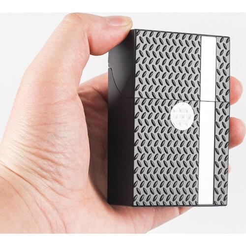 4 Plastic Cigarette Case, Push Open, Metal Design with Mirror, Holds 1 Pack of 20s Cigarettes