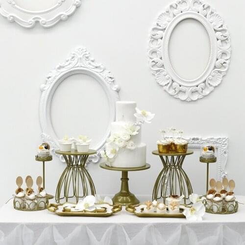 SWEETGO Gold Sparkl cake stand 11 pieces cake stand set resin glass trays cake tools wedding tableware Home decoration