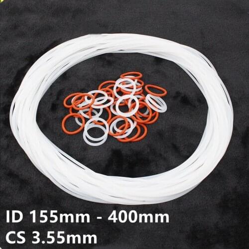 Custom CS 3.55mm VMQ O Ring Seals Silicon Rubber Gaskets ID 7 - 400MM White Red