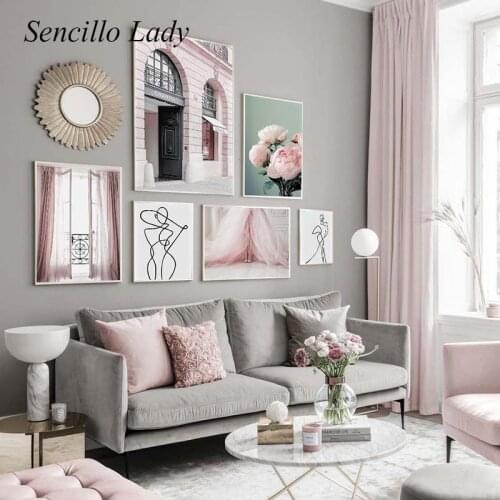 Cherry Blossom Peony Flower Canvas Poster and Print Landscape Nordic Wall Art Painting Decorative Picture Modern Home Decoration