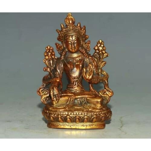 Rare Old Tibet gilt copper Statue of Mother White Tara statue