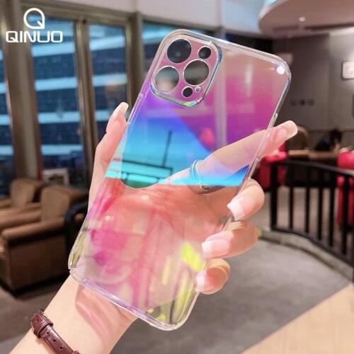 Luxury Rainbow Laser Clear Phone Case For iPhone 12 Mini 11 Pro Max X XS XR Max 7 8 Plus SE 2020 Aurora Transparent Soft Cover