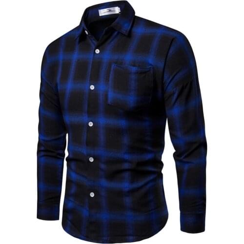 Mens Summer And Autumn Shirt Fashion Casual Business Leisure Plaid Printing Long-sleeved Tops Blouse Oversized Shirts Male