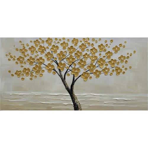 Hand painted Floral Canvas Wall Art Full Bloosm Flowers Painting Pictures, Gold Florals Botanical Vertical Flowers Oil Paintings