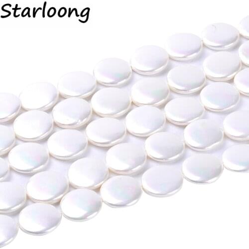 1 strand/pack 9/13/20mm Fashion flat round Natural Shell Pearl Loose Spacer Beads DIY for Jewelry Craft necklace