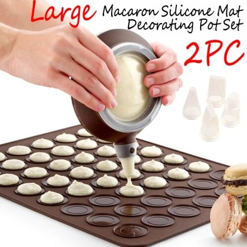 Silicone Macaron Kit Baking Mold Set 30 Cavity Macaroon Mat & Dessert Decorative Nozzle Tool Baking Mat Sheet Oven