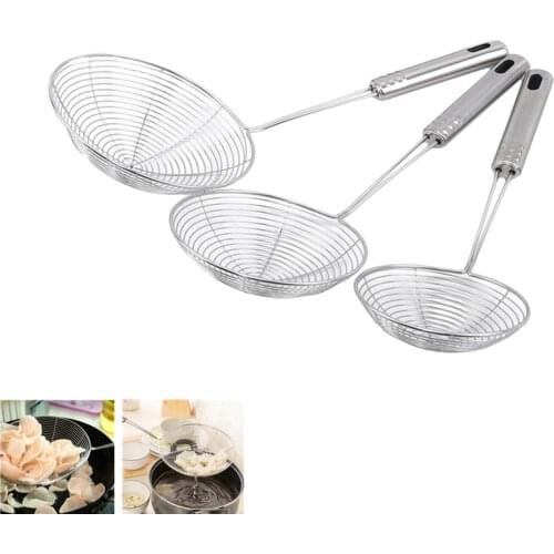 Oval Skimmer Stainless Steel Filter Oil Pot Food Filter Cookware Colander Fried Filter Kitchen Strainer Baking Cooking Tools