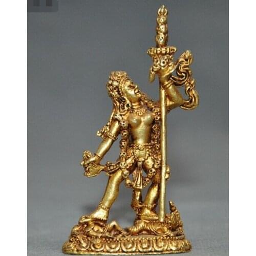 Tibet temple bronze 24k Gold Gilt Vajrayogini Vajravarahi Goddess Buddha Statue