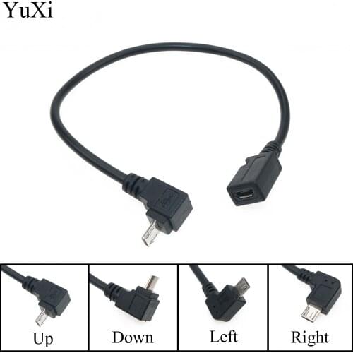 YuXi 90 Degree 4 angle micro USB male to micro USB female 5 Pin cable Adapter Converter Data Cable Line
