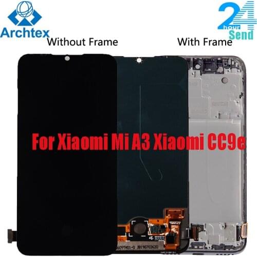 For Original Xiaomi Mi A3 AMOLED LCD Display+Touch Screen Digitizer Assembly Replacement+ Frame For xiaomi Mi A3 1906F9 CC9E