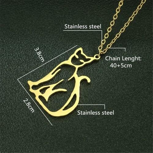 10pcs Fashion Stainless Steel Cat Chains Necklaces For Women Pendant Cute Animal Jewelry Clavicle Choker For Girl Wholesale