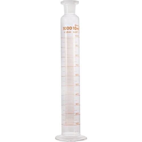 1000ml Graduated Labrotary Glass Liquid Mearsuring Cylinder with plastic stopper