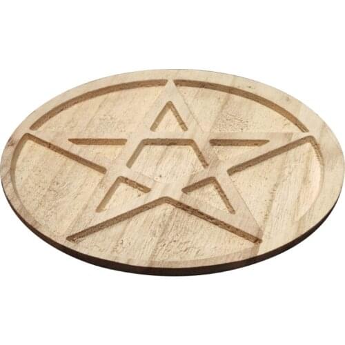 15cm Wood Round Altar Pad Ritual Divination Coaster Mat Star Witchcraft Supplies for Table Decorations Astrology Tool Props