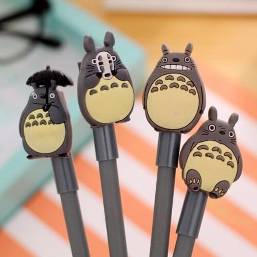 4pcs Cute Animal Totoro cat Gel Ink Pen Creative Stationery Action Figure Printed Cartoon Office Tools Students School Supplies