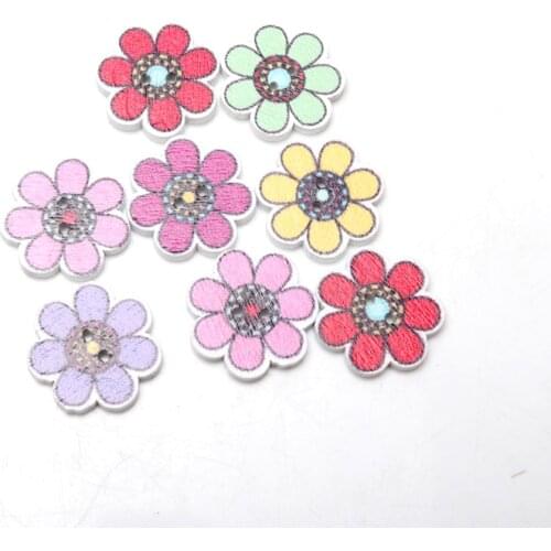 Mixed Flower Painted Buttons Wooden Scrapbooking Sewing Apparel Accessory Decoration Buttons DIY Crafts 50pcs 20mm