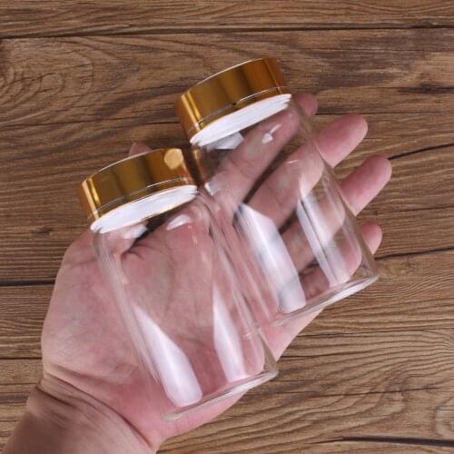 6 Pieces 150ml Glass Bottles with Golden Lids 55*105mm Spice Jars Glass Jar Candy Jar Storage Jars Storage Bottle for Craft DIY