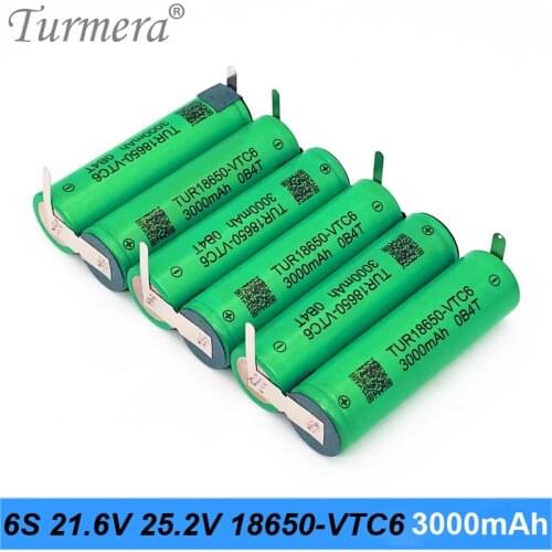 TUR18650VTC6 3000mAh Battery 30A 4S 14.4V 16.8V VTC6 Battery Pack for Screwdriver Batteries or Air Drone Use Customize Turmera