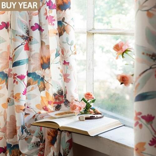 American Curtains for Living Dining Room Bedroom Modern Printed Curtains American Pastoral Curtains Tulle Curtains