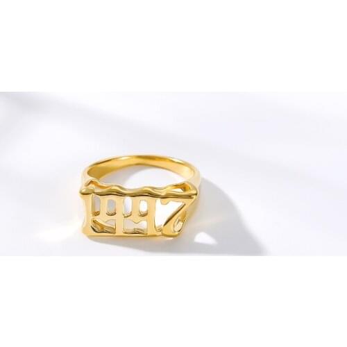 Arabic year number 1997 ladies ring mens ring punk stainless steel gold ring jewelry gift for boyfriend Anillo BFF