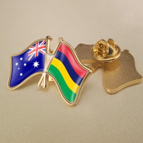 Australia and Mauritius Crossed/Double/Friendship Flags Lapel Pins/Brooch/Badges