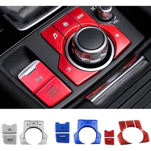 Car Handbrake Parking Brake AUTO HOLD Multimedia Button Cover Frame Trim Sticker Fit For Mazda 3 Axela CX-4 CX-5 LHD Accessories