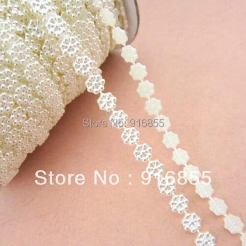 Free Shipping 50m/roll Exquisite Little Snowflake shape imitation ABS pearl beads chain for DIY decoration