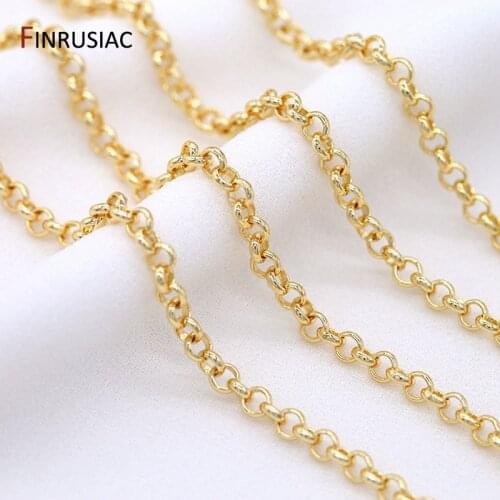 Wholesale 14k Gold Plated 2/3/4/5.5mm Round Link Chain Accessories For Jewellery Making, DIY Bracelet Necklace Chain Spool