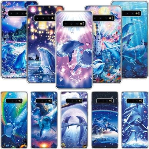 Sea Animal Cute Dolphin Phone Case For Samsung Galaxy S10 S20 S21 S9 S8 S7 Note 10 20 9 8 FE J4 J6 Ultra Plus Lite Pro + Edge Co
