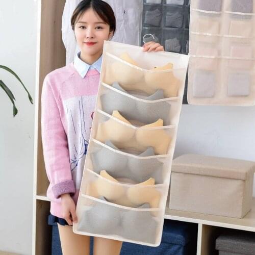 Double-Side Underwear Storage Bag Hanging Bag Fabric Closet Bedroom Dormitory Clothes Socks Storage Bag Wall Hanging Organizer