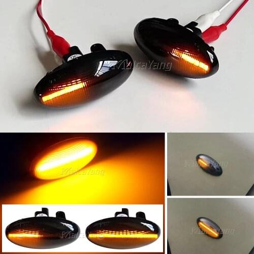2x Flowing Dynamic LED Side Marker Light Repeater Lamp For Peugeot 206 107 207 307 Citroen C1 Xsara Picasso 1999 2000 2001-2010