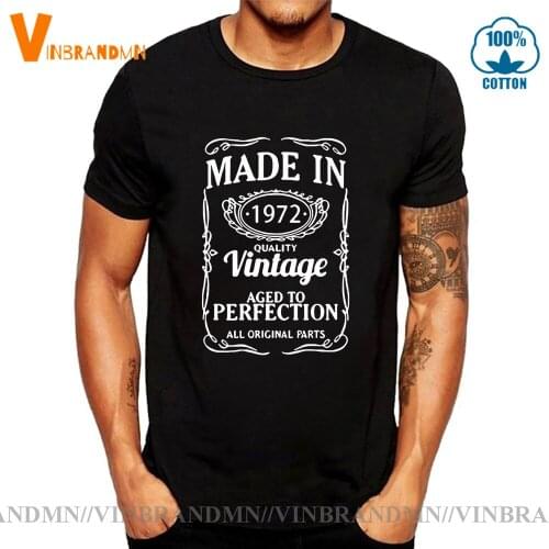 Funny Birthday Gift Thanksgiving Short Sleeve Cotton Clothing Vintage 1972 men T Shirt Made in 1972 Aged to Perfection Tshirt