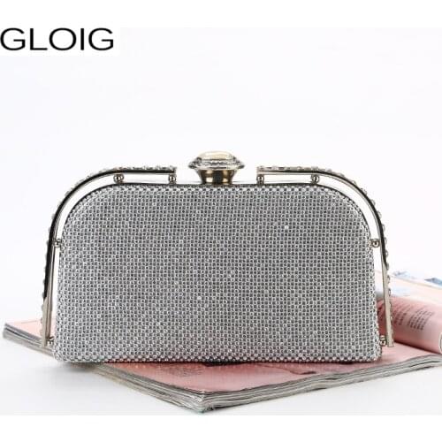 Luxury Metal Women Evening Bags Silver Gold Black Color Day Clutch Diamonds Party Handbags Crystal Wedding Purse
