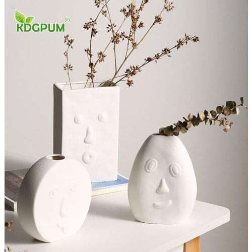 Nordic Style Creative Plain Embryo Ceramic Vase Simple Face Home Living Room Dining Room Flower Arrangement Porch TV Cabinet